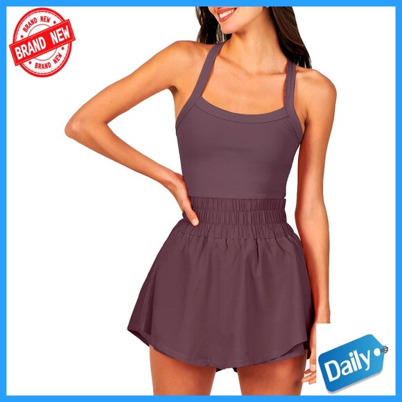Dresses & Skirts - Sleeveless Mini Skort Dress Athletic Workout Romper Nylon Spandex